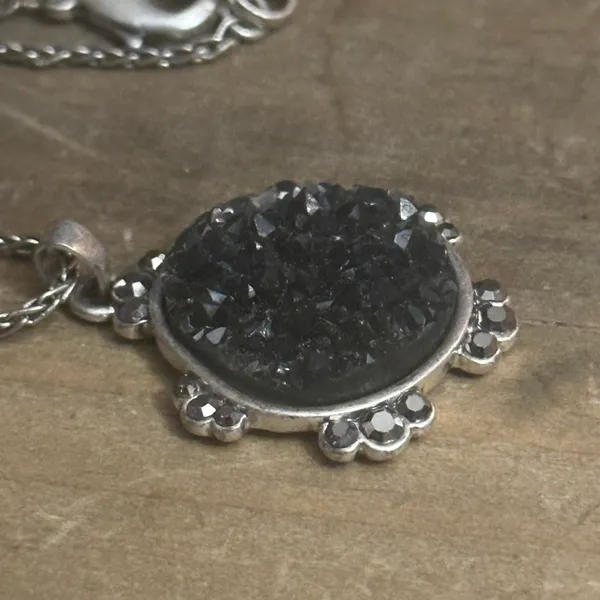Lucky Brand Black Druzy Stone Pendant Necklace - Image 2