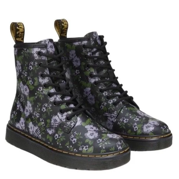 Dr. Martens Zavala Primrose Floral Hydro Combat Boots Womens Size 6 Docs Purple - Image 8