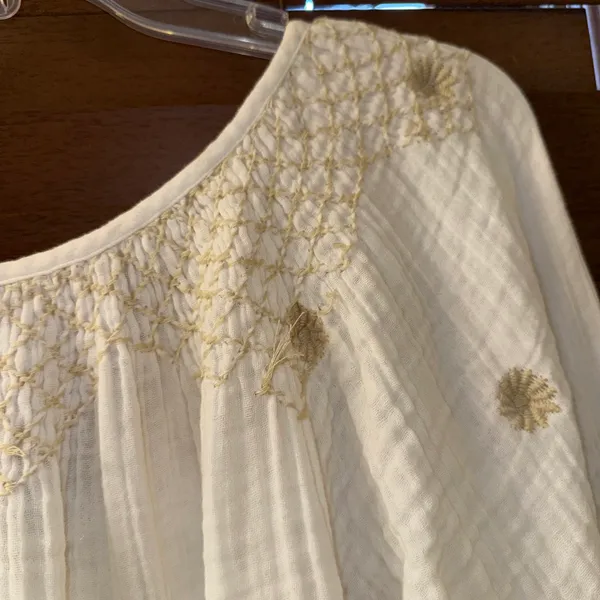 Free People NWT $168 Ivory Aldous Embroidered Button Front Raw Seaming Set S - Image 11