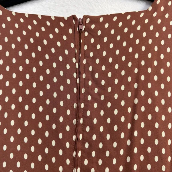 Vintage‎ Jeffrey & Dara 10 Brown Polka Dot Midi Dress Classic Swing Bib Pleated - Image 6
