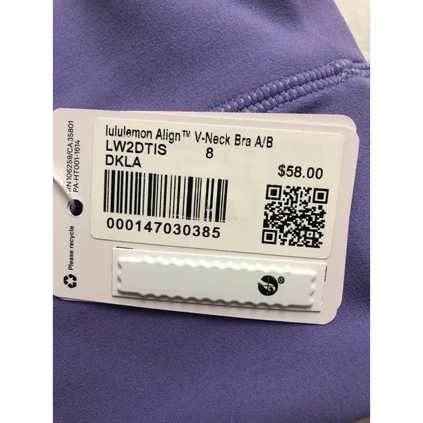 Lululemon Align V-Neck Bra *Light Support, A/B Cup - Dark Lavender Size 8 - Image 5