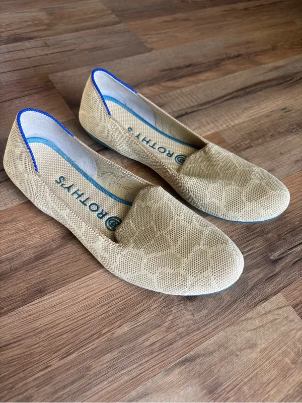 Rothy’s Flat Slip on Loafer Shoes in Safari Gold Giraffe Print - Image 3