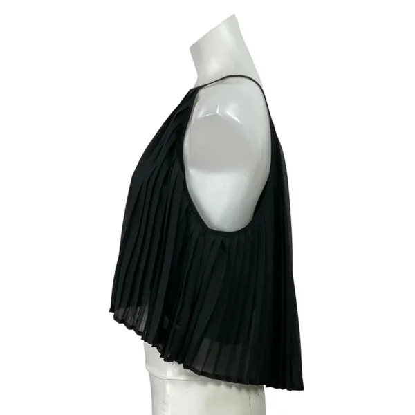Mia Women's Black Pleated Sleeveless Halter Neck Crop Cami Camisole Tank Top 10 - Image 3