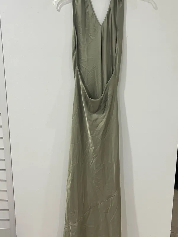 Show Me Your Mumu Sage Satin Halter Cowl Maxi Dress S Y2K - Image 6