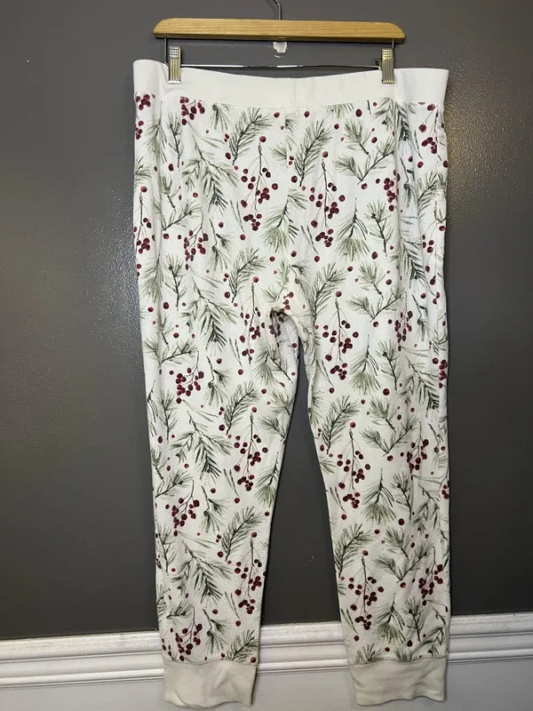 Stars Above Pajama Set Womens XXL White Berry Christmas Thermal Top Pants Lounge - Image 13