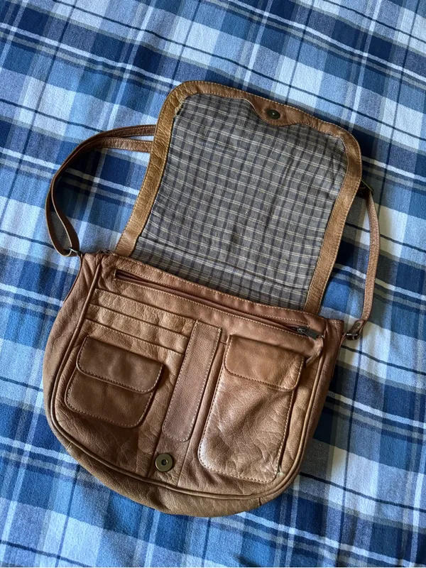 Emily Ann of Boca Raton Brown Leather Crossbody Messenger Bag - Image 2