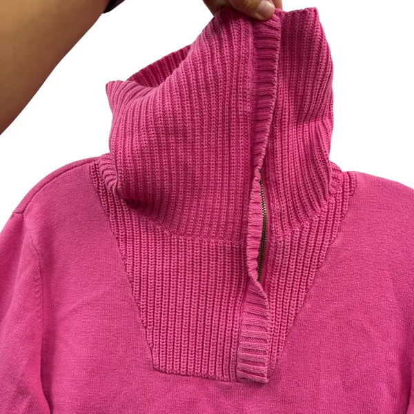 Y2K Lauren Ralph Lauren Womens Pink Half Zip‎ Mock Neck Pullover Sweater Size MD - Image 4