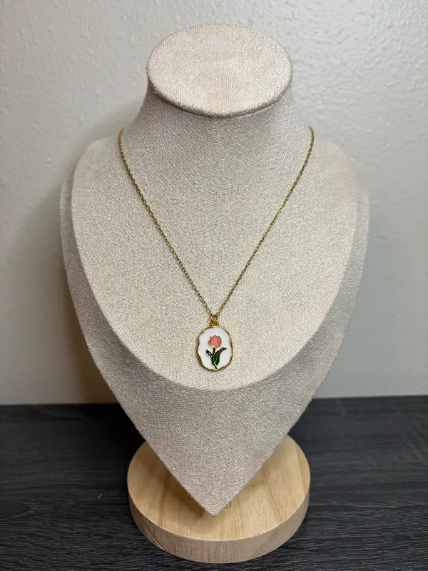 Handmade Gold Tulip Necklace - Image 2