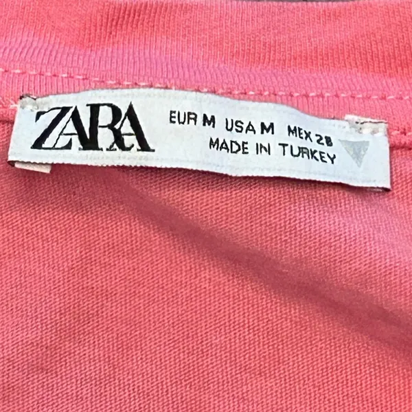 Zara solid pink ruffle short sleeve coquette elevated basic Barbie ballet top M - Image 2