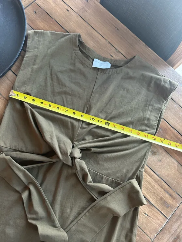 Modern Citizen Fei Tie Front Cotton Dress Green L - Image 11