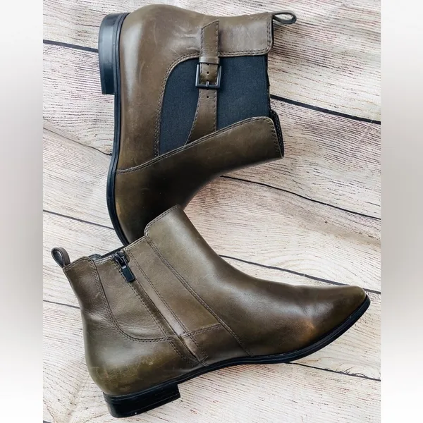 Clarks Ankle Boots Size 11M Artisan Women Brown Leather Side Zip - Image 8