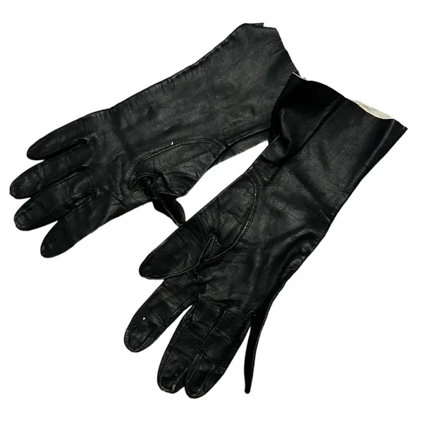 Vintage‎ Black Lightweight Leather Gloves - Image 4