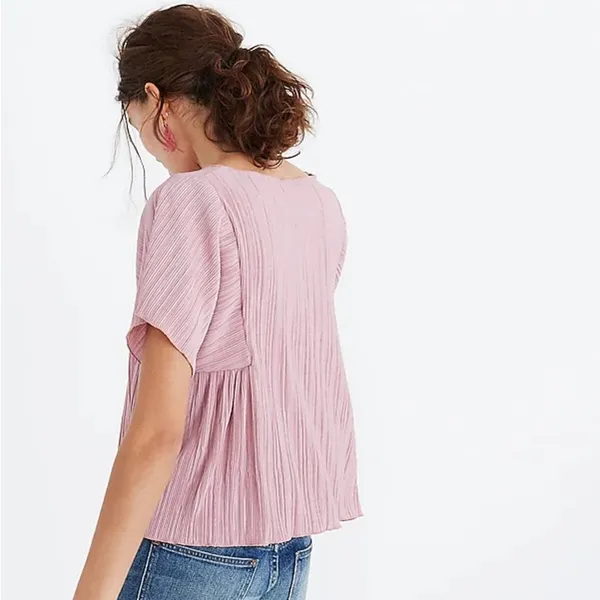 Madewell Texture & Thread Micropleat Top in Vintage Mauve - Image 2