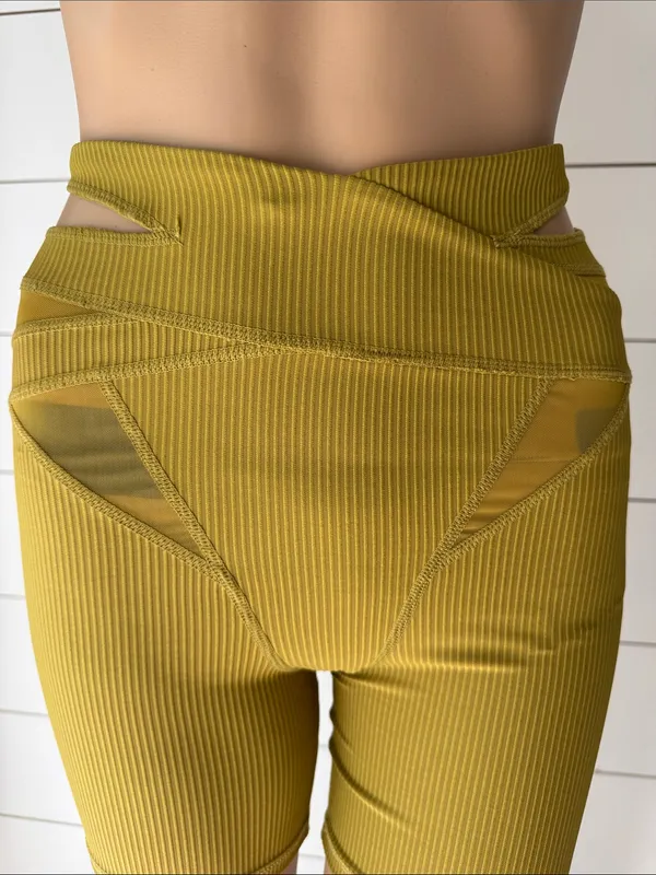 For Love & Lemons x Revolve Purple Ribbed Cutout Biker Shorts Size XS - Image 2