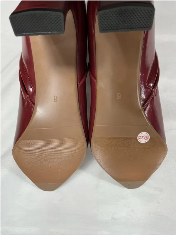 Womans New Ankle Boots Red Size 8 Side Zip Pointed Toe Block Heel - Image 6