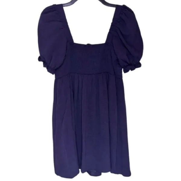 Crystal Doll Juniors' Square-Neck Puff-Sleeve Mini Dress Size Small - Image 3