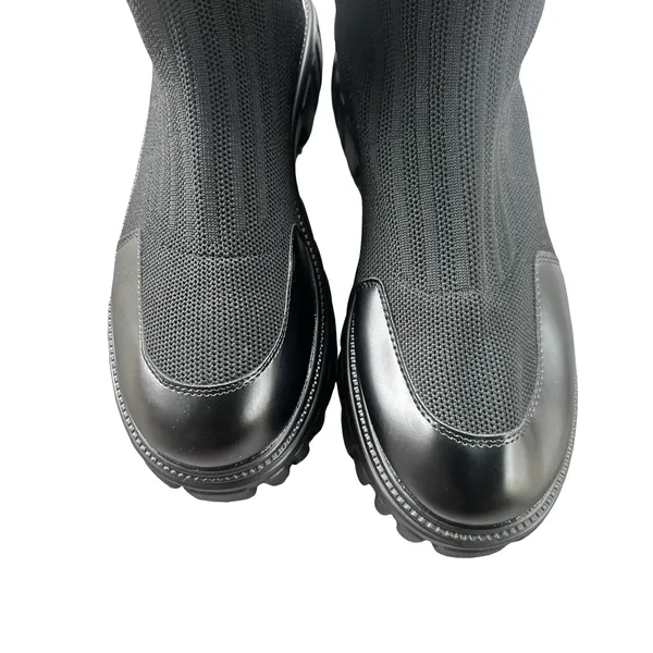 Cuccoo EU 40 Black Knee High Sock Boots Chunky Platform Lug Sole Y2K - Image 9