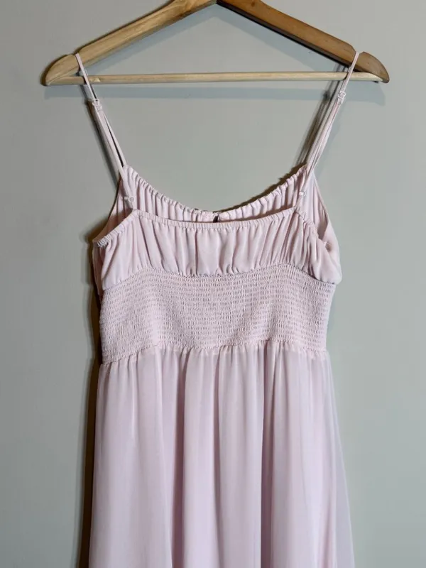 Aritzia Wilfred Genoa Midi Dress Women's Medium Baby Pink Chiffon Formal Wedding - Image 12