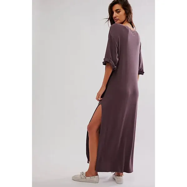 NEW Free People x Vintage Souls Chocolate Brown Saddle Up Graphic Maxi Tee Dress - Image 2