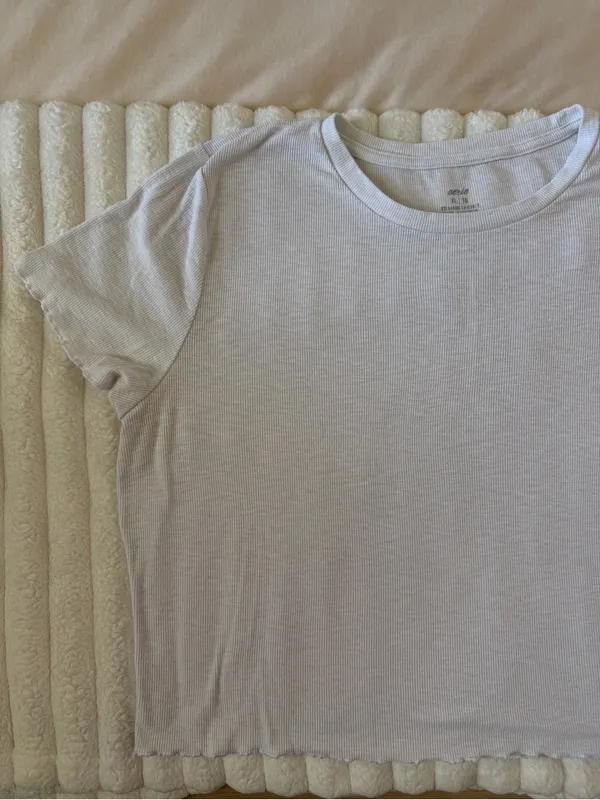aerie white Ribbed Short Sleeve Tee - Image 2