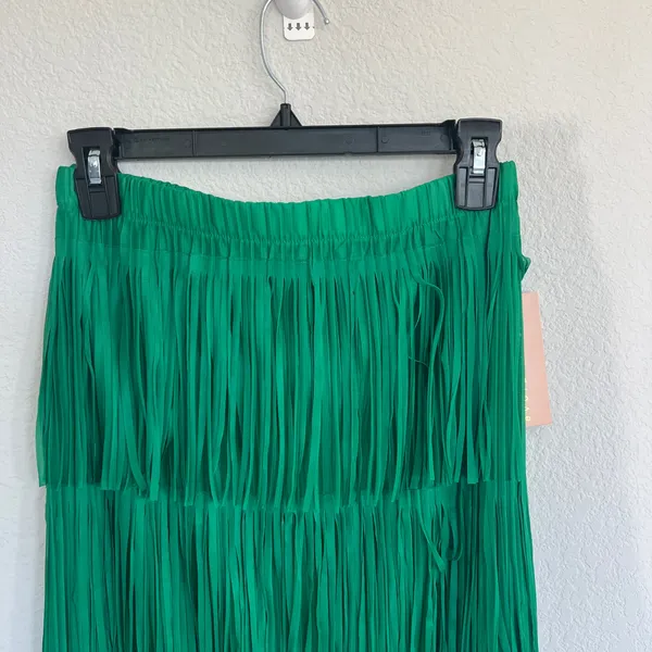 Evoutionary Green Midi Fringe Skirt Size Medium NWT - Image 5