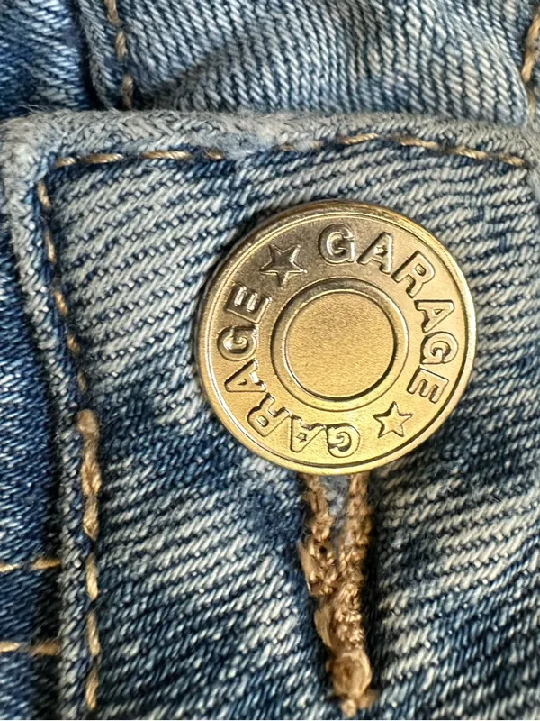 Garage Faded Blue Distressed Rolled-Hem Jean Shorts - Image 7