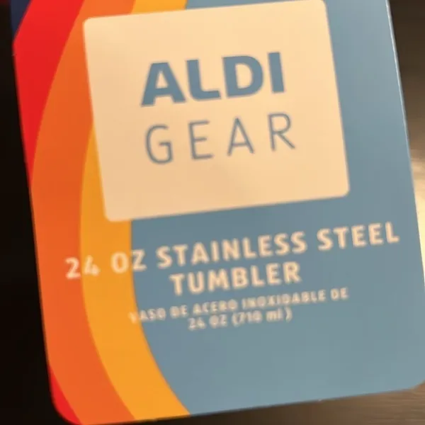 Aldi Gear 24 oz Stainless Steel Tumbler‎ Blue Rainbow Insulated Cup with Straw - Image 3