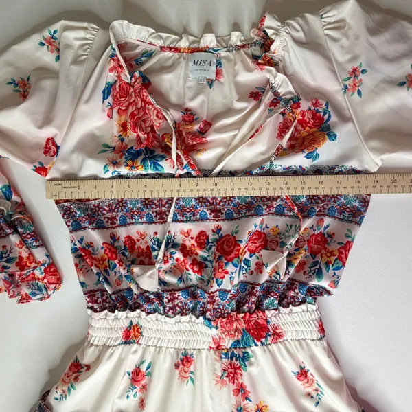 MISA Los Angeles‎ Ximena Mini Dress Size XS Floral Smocked Boho Flowy Festival - Image 12