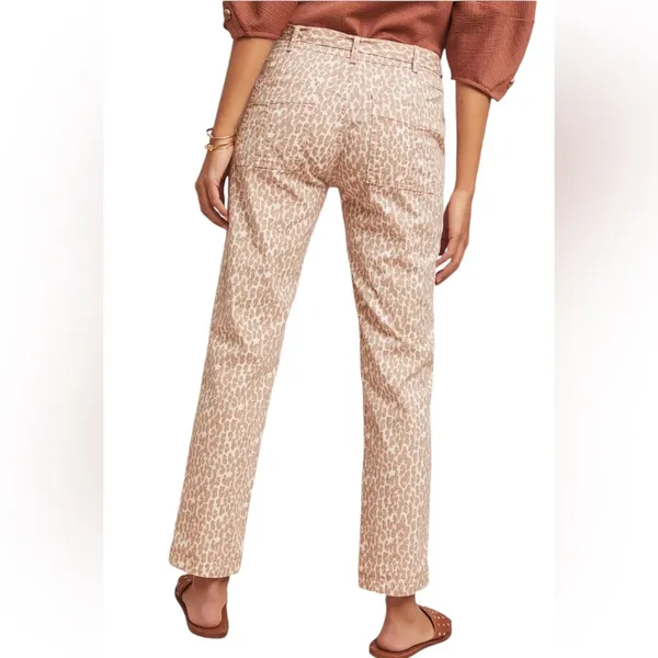 Anthropologie mushroomcore Cheetah Leopard Animal Print Wanderer Pants 26 - Image 5