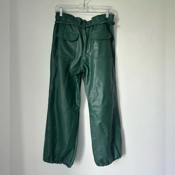 Anthropologie Pilcro Faux Leather Soft Parachute Pants Green Size S‎ NWT - Image 3