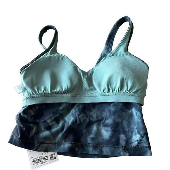 Lululemon 6 Align Tank Top‎ Diamond Dye Tidewater Teal Graphite Grey Padded NWT - Image 6