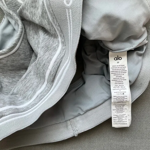 Alo Yoga Alosoft Heart Throb Bra Athletic Heather Grey/White M - Image 3