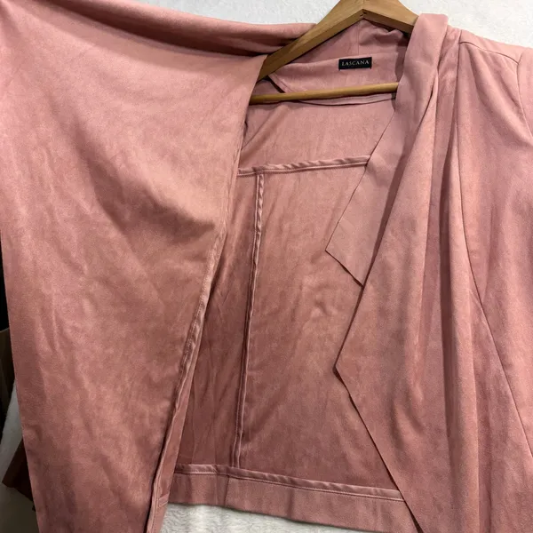 Lascana M‎ Faux Suede Waterfall Jacket Dusty Rose Pink Soft Drape Blazer Office - Image 2