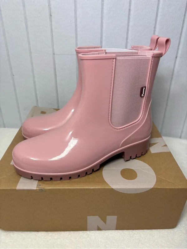 PLANONE Pink‎ Chelsea-Style Waterproof Ankle Rain Boots Size 6 - Image 4