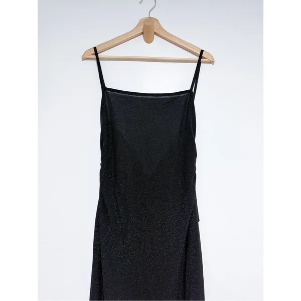 Reformation Breslin Midi Dress Black Sparkle Metallic Night Sky Size Large - Image 5