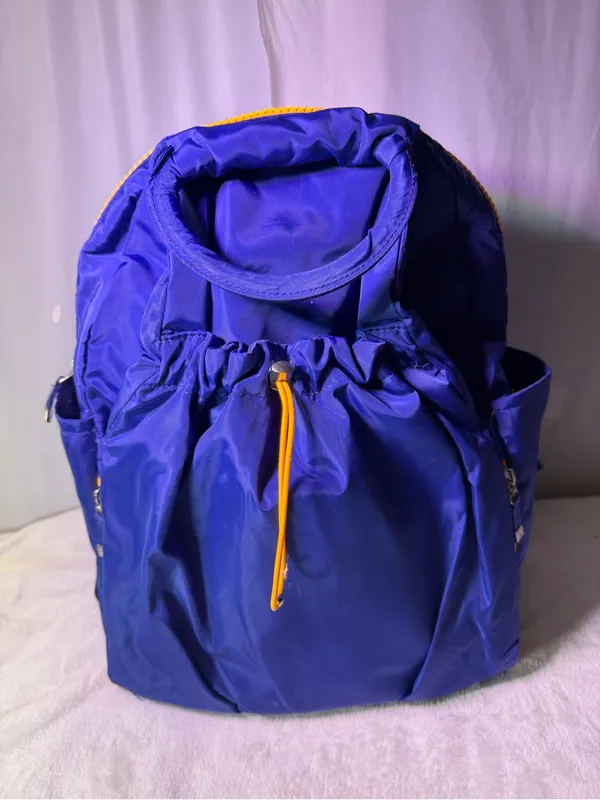 Baggallini Royal Blue Nylon Drawstring Backpack with Yellow Accent - Image 4