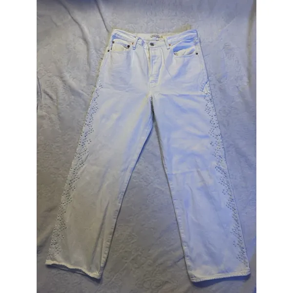 Levi's PremiumJeans Women's White RibCage Straight Jeans Size 31 - Image 3