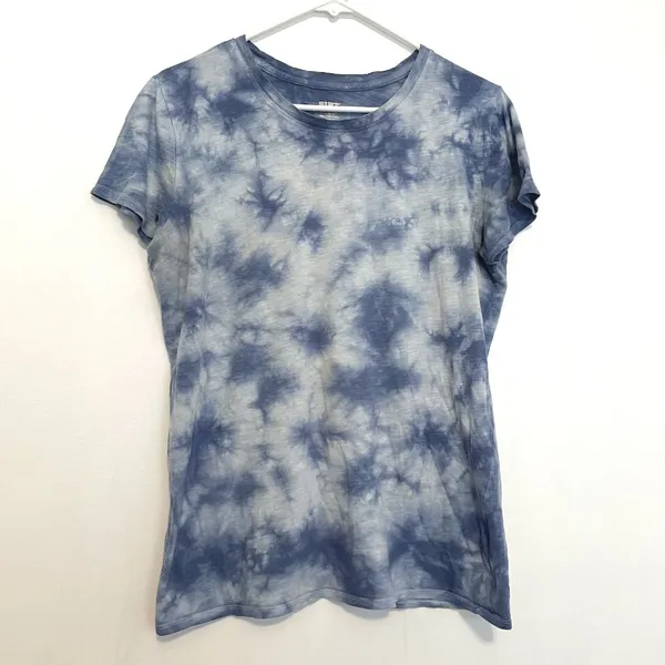 VS PINK VICTORIA'S SECRET PINK Perfect Crew Tee Blue Tie Dye Cotton Short Sleeve - Image 2