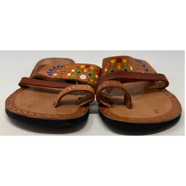 Amay Pe Women's Handmade Mexican Huarache‎ Colorful Embroidery Sandals Size 3 - Image 7