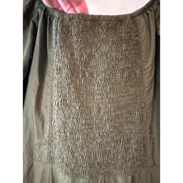Lug‎ Von Siga Army Green Serena Ruffle Cotton Poplin Midi Dress Size 6 - Image 10