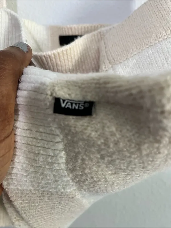 Vans Women's Cream Checkered Knit Tank Top M - Image 8