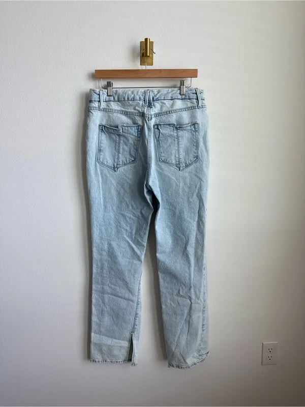 Good American Good Boy Distressed Relaxed Straight Leg Jeans Light Wash Size 31 - Image 9