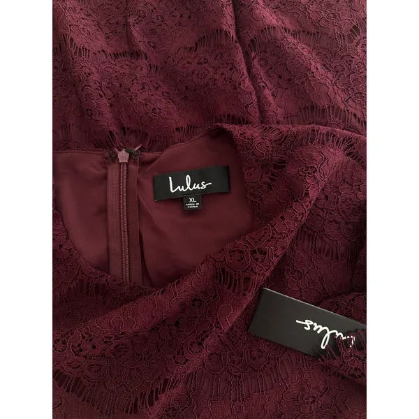 Lulus Take Me to Brunch Burgundy Lace Shift Dress size XL NWT - Image 3