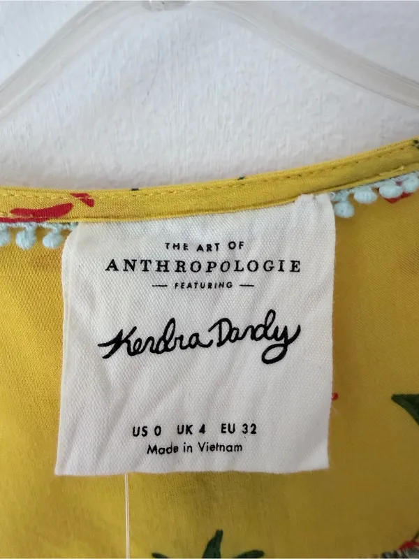 Anthropologie Kendra Dandy Dreamer Yellow Heel Print Tie Front Blouse size 0 - Image 8