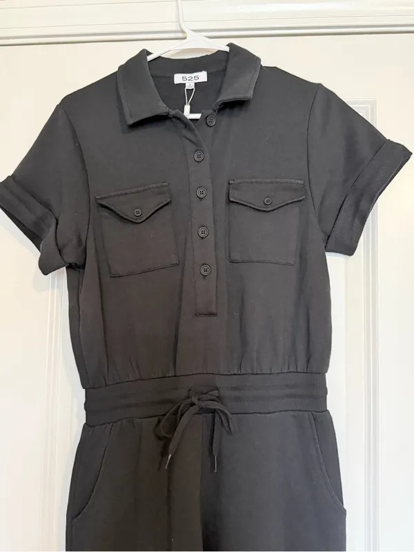 NWT Revolve 525 Distressed Wash Black Cotton Utility Jumpsuit Size Small - Image 5