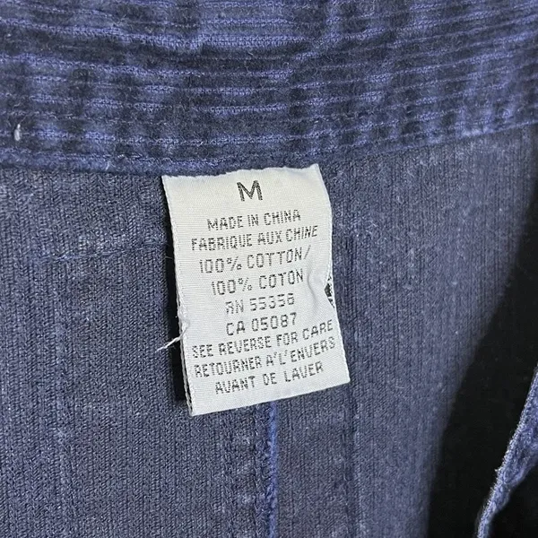 Women's Overall Dress Corduroy Ribbed Vtg 90s Grunge Navy Preppy M - Image 5