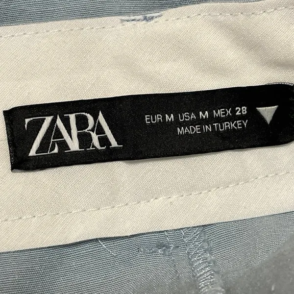 Zara Women's Blue Linen High Waisted Pleated Wide Leg Trousers Pants Size M - Image 4