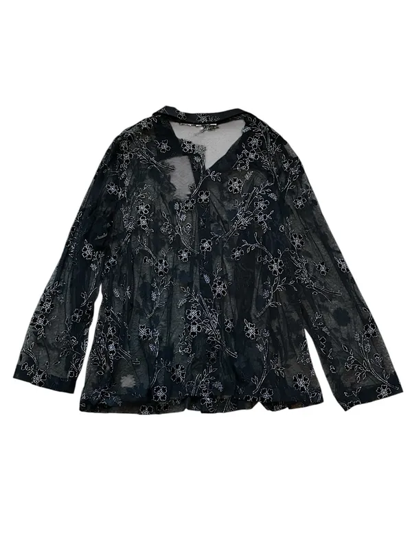 Womens Semi Sheer Velvet Floral Burnout Blouse Dark Romantic Fairy Whimsigoth - Image 6