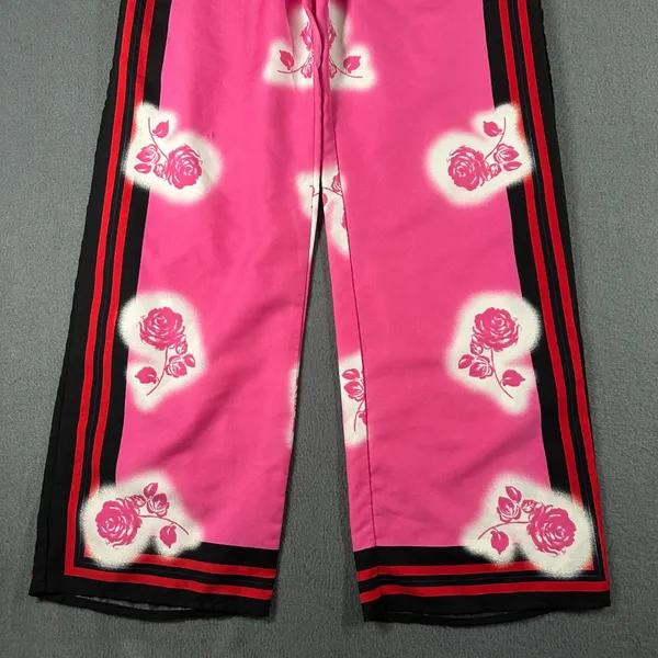Victorias Secret Satin Pajama Pants Wom‎ XS Pink Rose Stripe Sides Pull On Sleep - Image 2