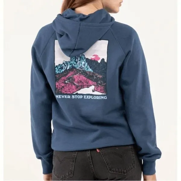 The North Face Women's Blue Graphic Injection Hoodie Sweater Medium - Image 9